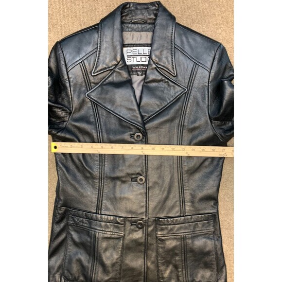 Wilsons Leather Jacket Womens M Pelle Studio Blazer Lined Fitted Soft Black Y2K - Picture 6 of 12